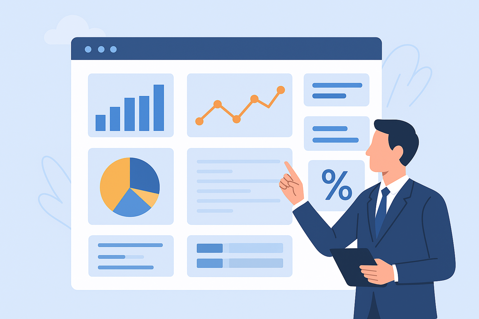 داشبورد مدیریتی حرفه‌ای با نمودارها و شاخص‌های کلیدی برای تصمیم‌گیری مدیران