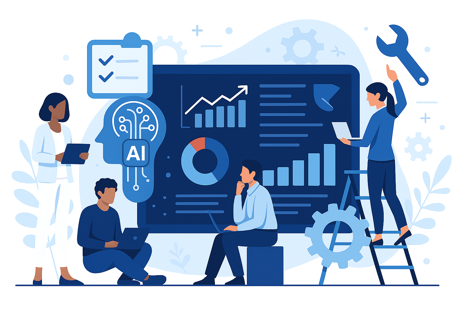 تصویری از فرآیند طراحی و پیاده‌سازی داشبورد هوش‌محور با تمرکز بر داده‌ها و تصمیم‌گیری مدیریتی