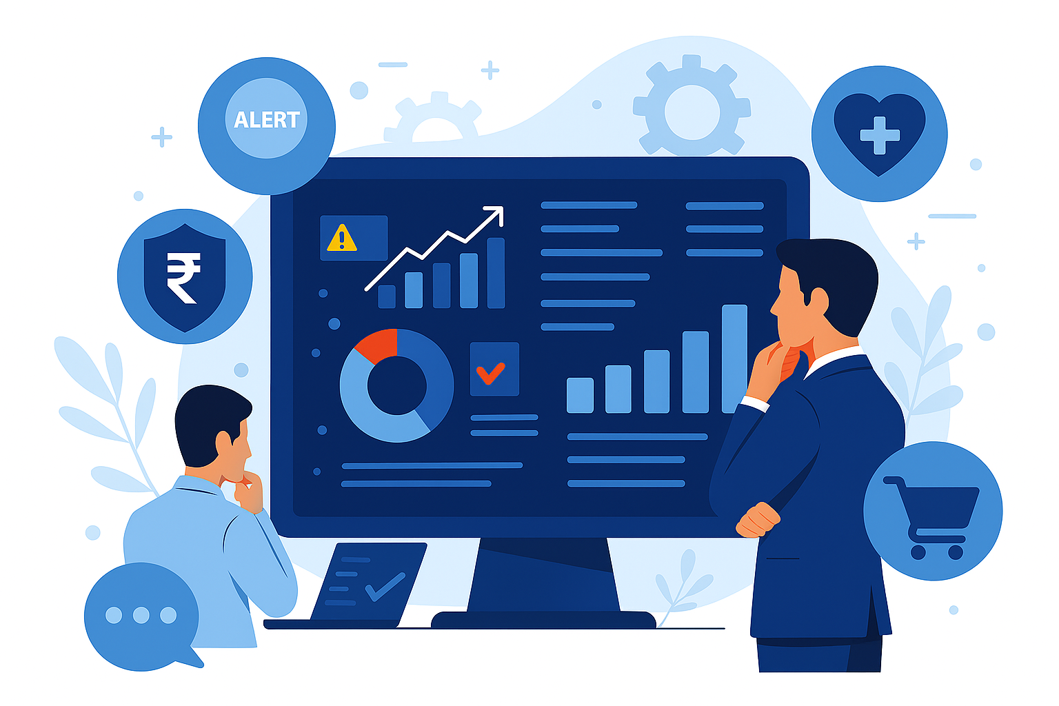 مدیری که با کمک داشبورد هوشمند داده‌ها را تحلیل می‌کند و تصمیمات سریع و دقیق می‌گیرد