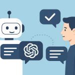 ChatGPT برای تولید پاسخ خودکار در حال گفت‌وگو با کاربر انسانی، نمادی از ارتباط هوشمند و پاسخ‌دهی سریع