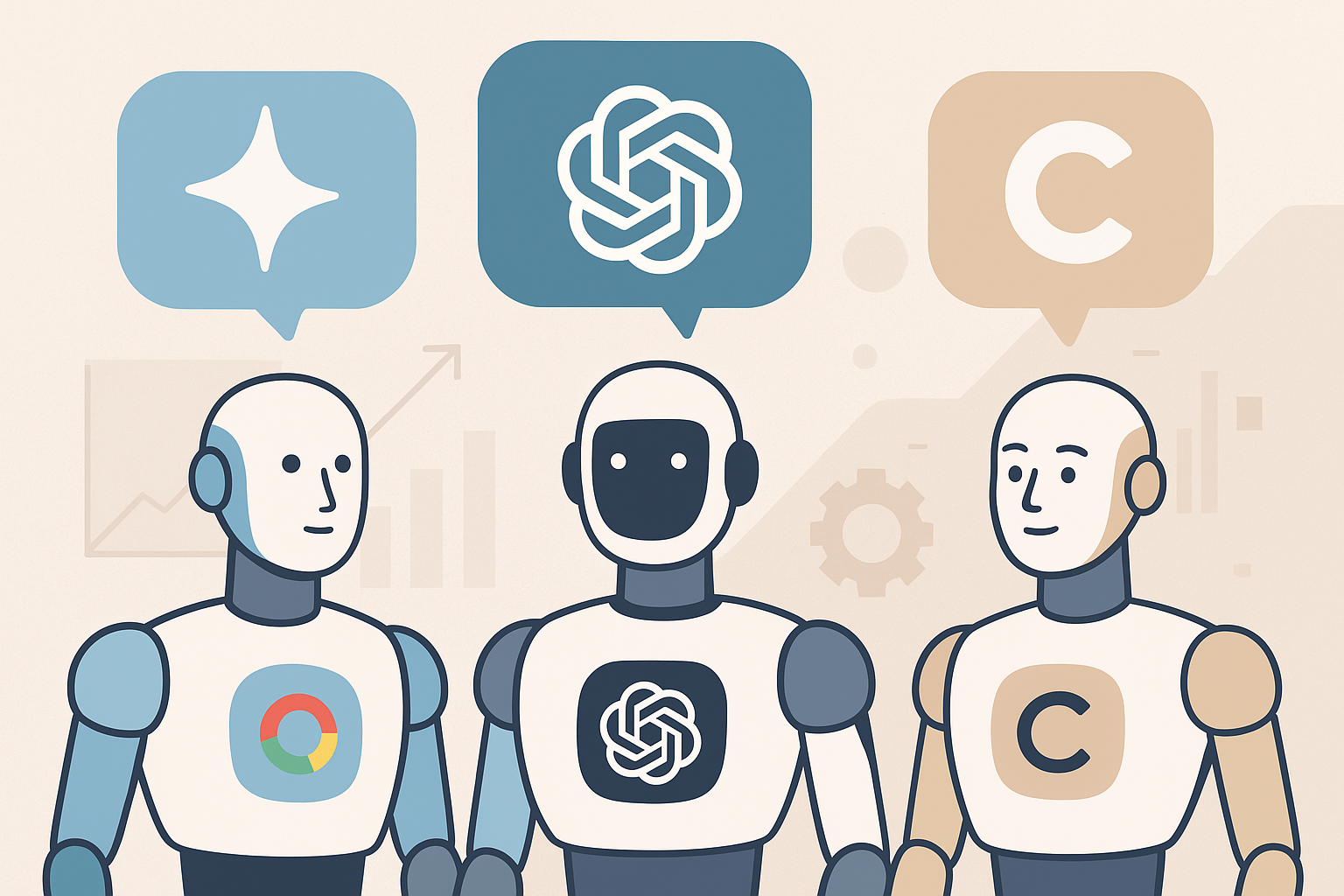 تصویر مقایسه سه مدل هوش مصنوعی Bard، ChatGPT و Claude در قالب رابط کاربری و تحلیل ویژگی‌ها